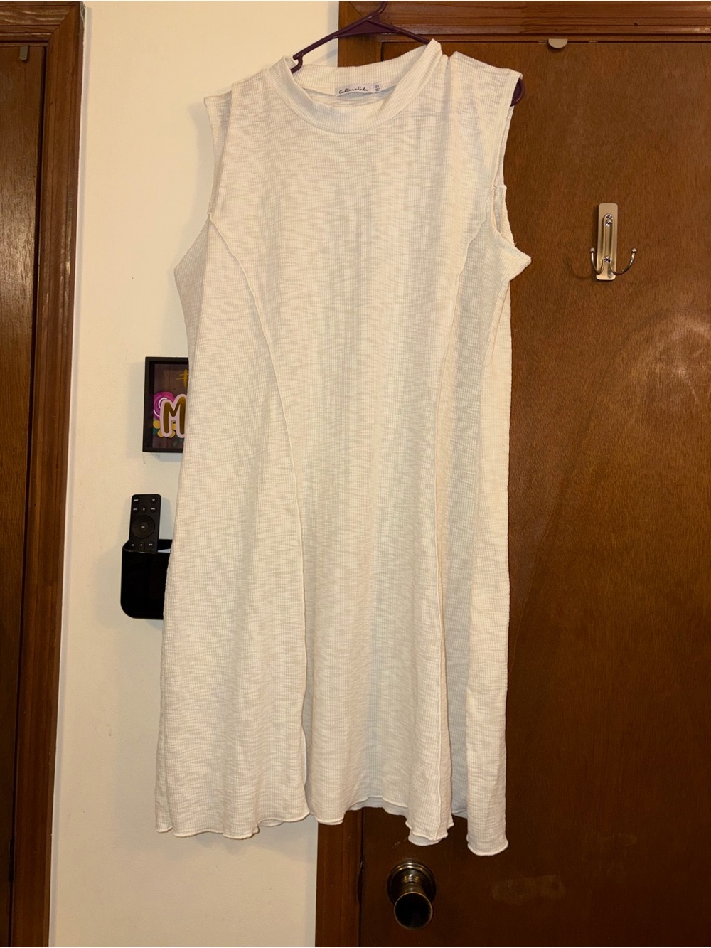 Sleeveless ivory Knit A-Line Dress
